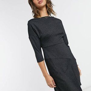 Closet London off shoulder cropped sleeve wrap mini dress in black size 4